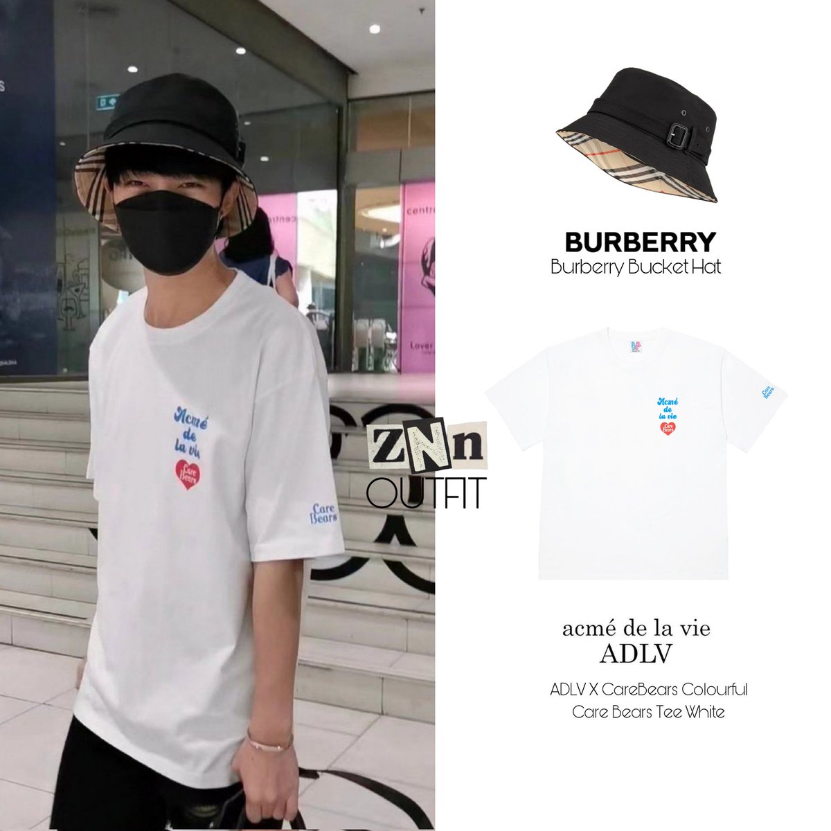 ZNN_Outfit's tweet photo. Wearing Burberry Bucket Hat and ADLV X CareBears Colourful Care Bears Tee White

#cutiepieseries #cutiepietheseries #domunditv #zeepruk #zeeprukpanich #nunew #nunewchawarin #zeenew #zeenunew https://t.co/LqiYnBR2vR