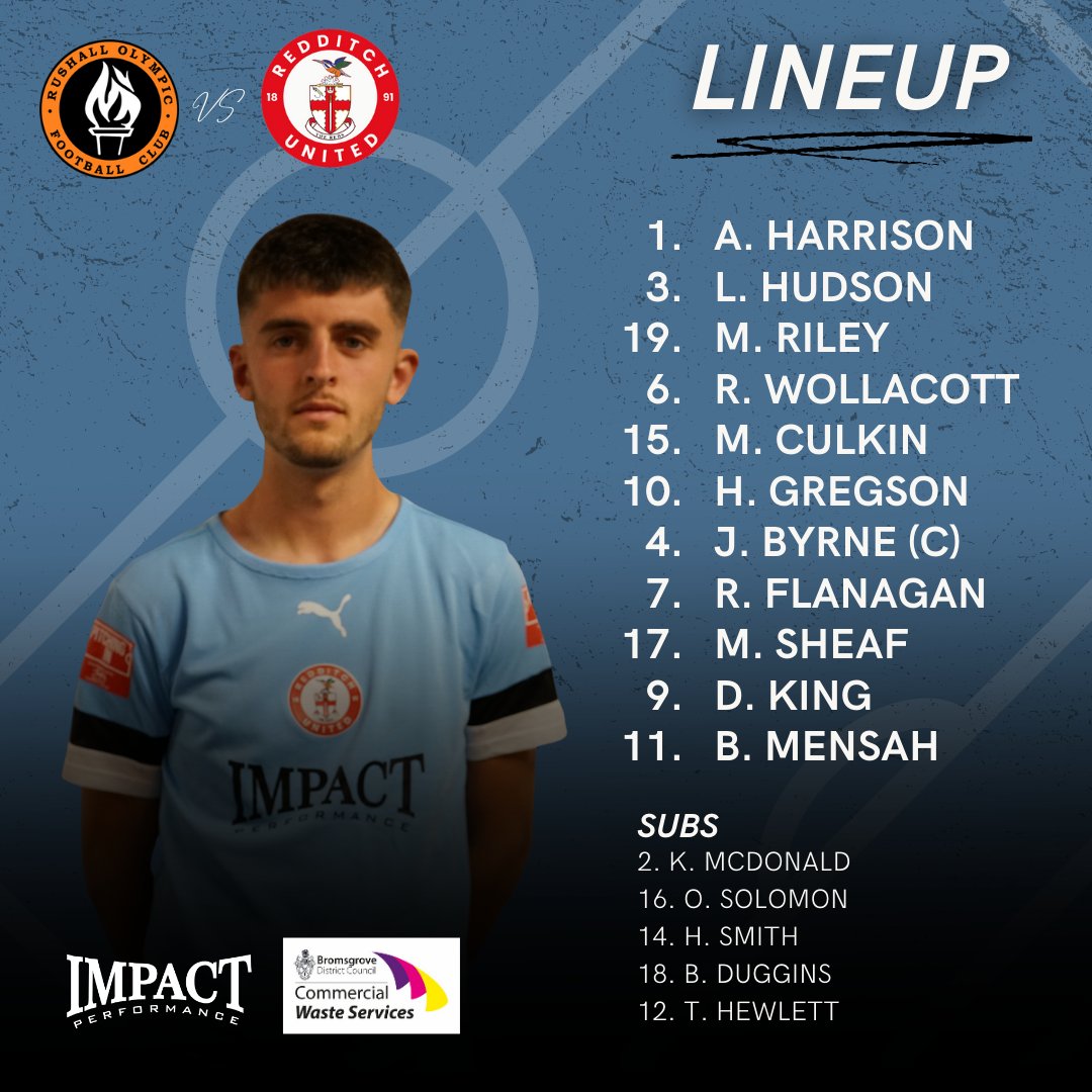 ⚽ STARTING XI
Your lineup this afternoon to face <a href="/ROFCOfficial/">Rushall Olympic FC</a>!

One change from last weekend's 2-0 win as King comes in for Hewlett.

Kick off coming soon...