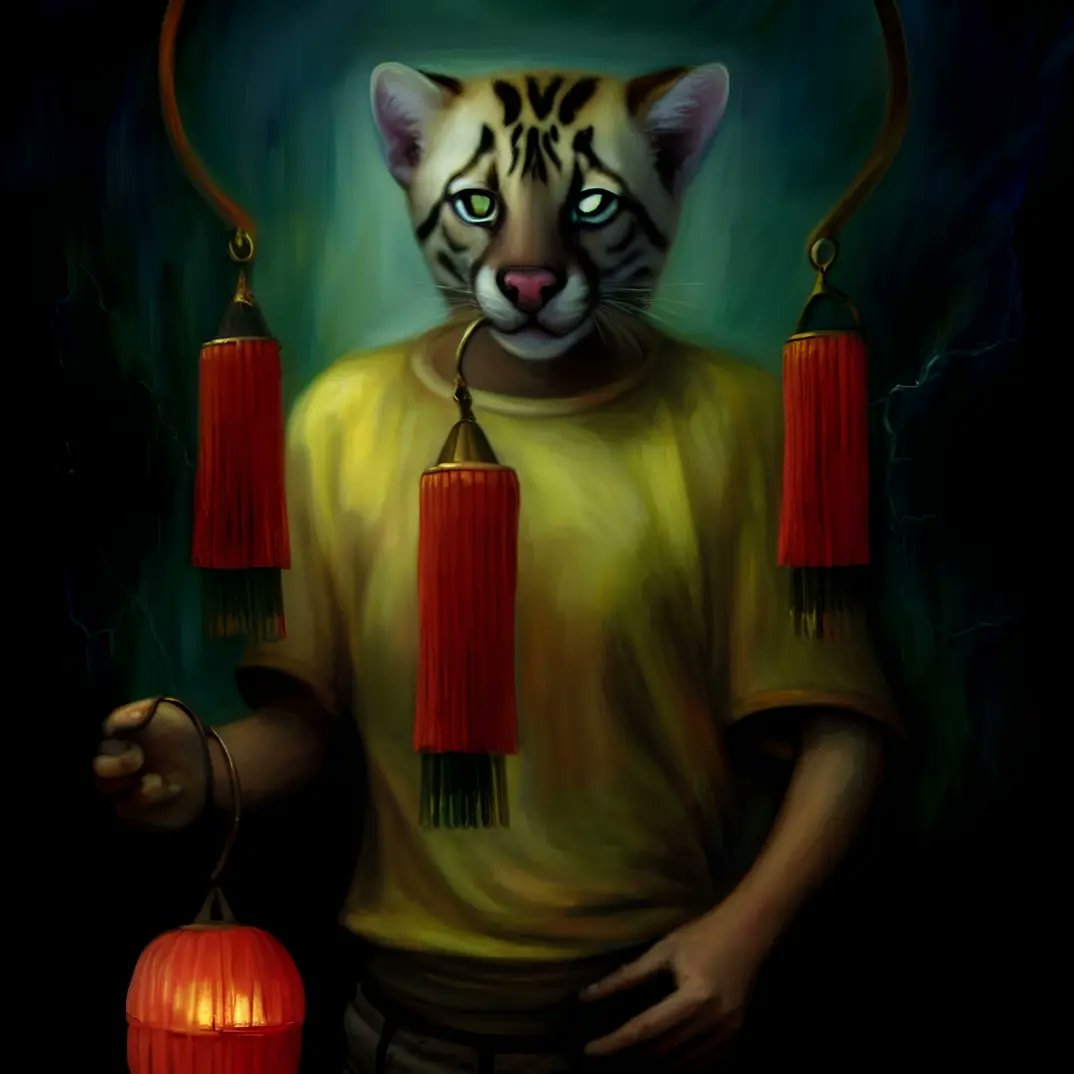 mrpoizonous's tweet photo. Feline sticker art #felines #cats #stickerart #chineselanterns #fantasy #animals #scifi #abstractart #conceptart #text2art #aiartwork #aiartist #mrpoizonous #boredai #pictures #aiartcommunity #posterart #digitalpainting #digitalart https://t.co/ZXfmYM7XFw