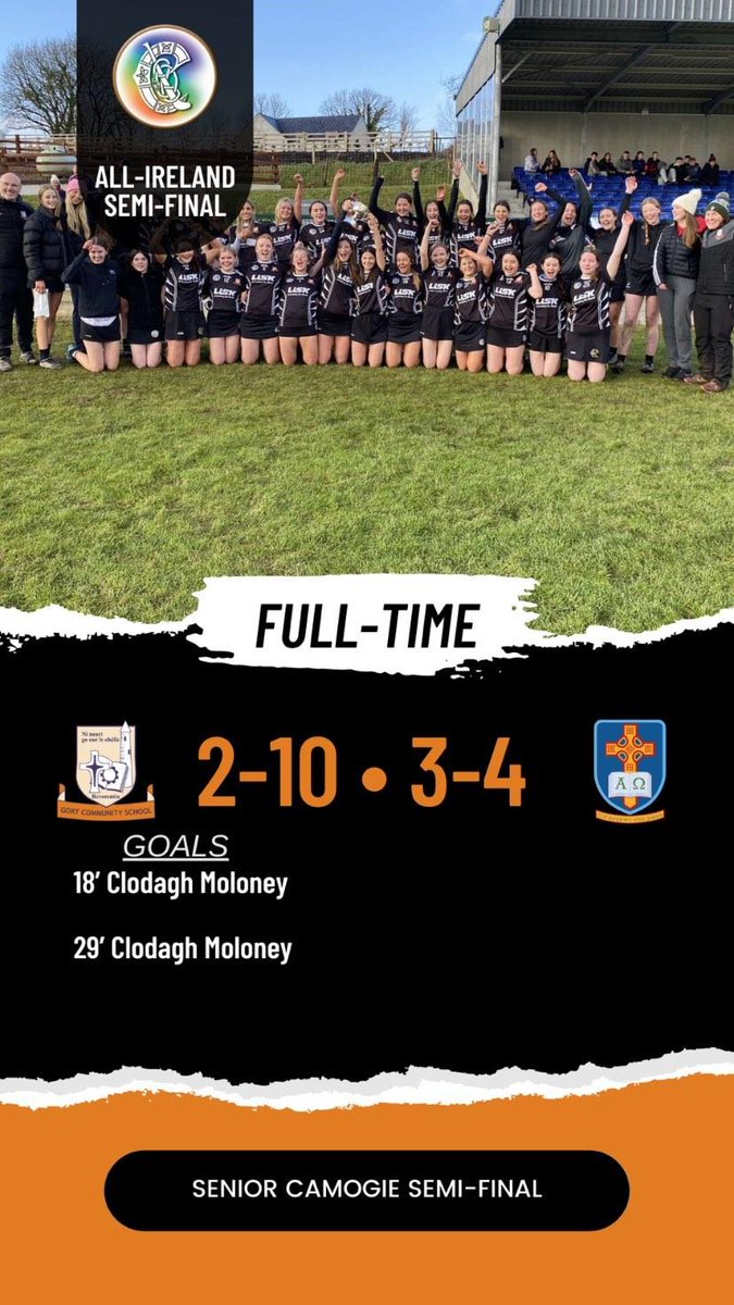 gcsgaa's tweet photo. Well done girls and management on a fantastic win! All-Ireland Final here we come! #GCSAbú https://t.co/q6t0Nska8J