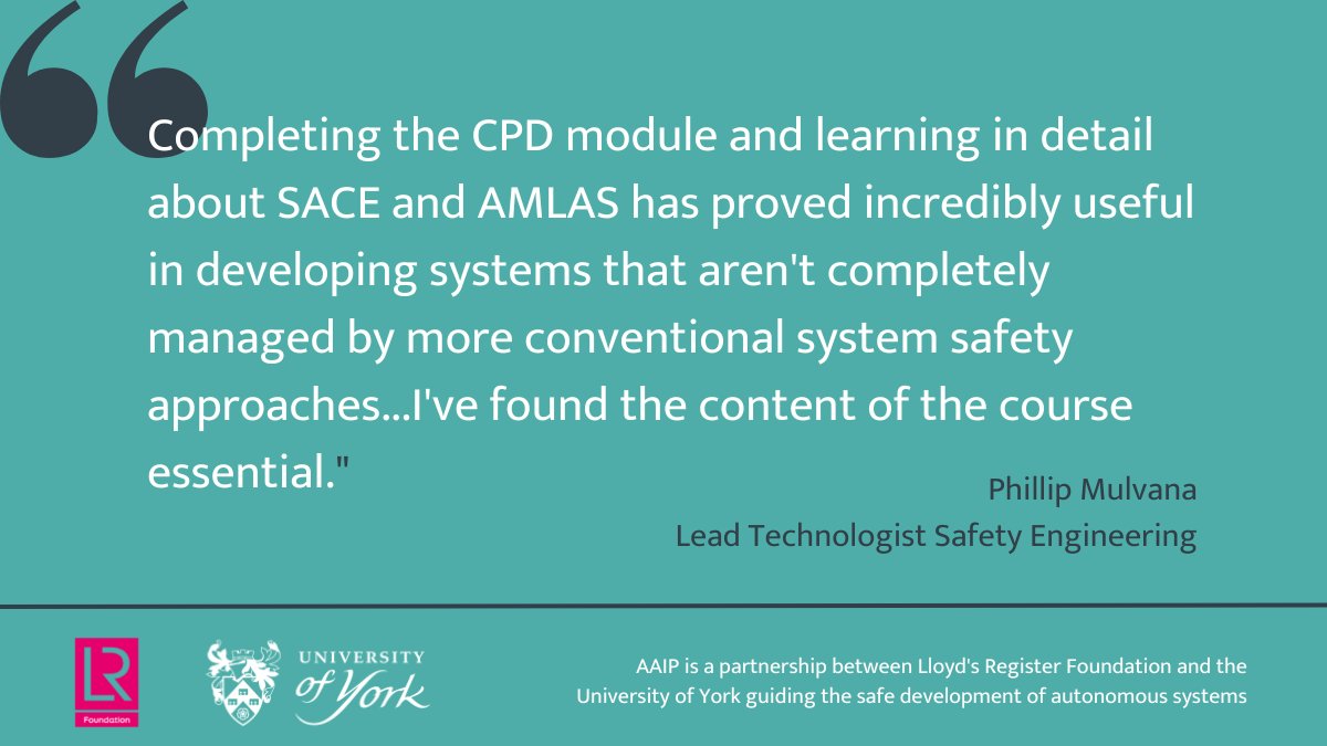 CfAA_York's tweet image. Last chance to register for our #AssuringAutonomy CPD. Broaden your systems engineering knowledge &amp;amp; gain an insight into the challenges to safety processes brought about by the introduction of autonomous systems.
Register by 3 April: york.ac.uk/assuring-auton…