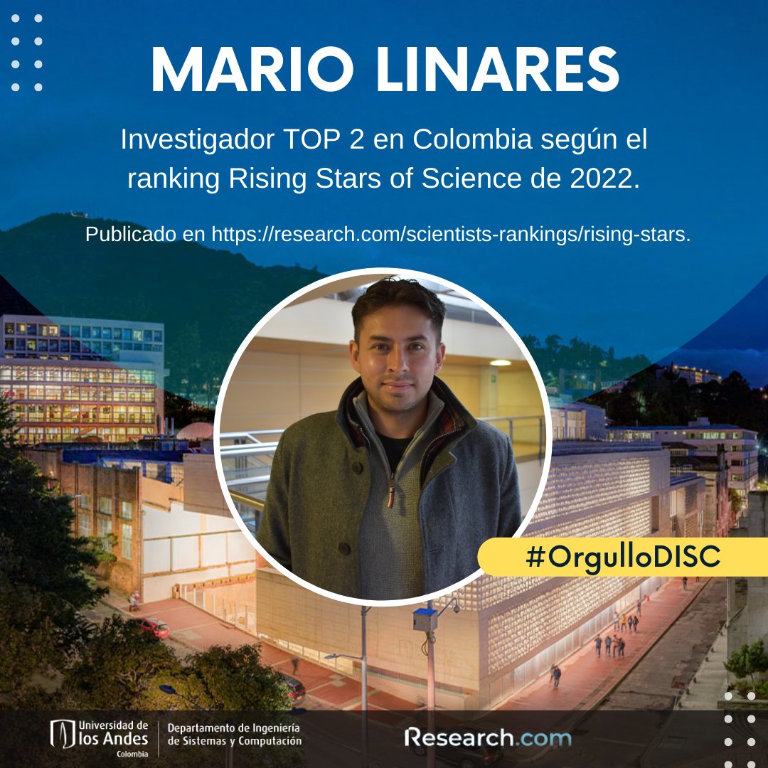 DISCuniandes's tweet photo. #OrgulloDISC 
A nuestro profesor #DISC le extendemos nuestras felicitaciones en nombre de todo el departamento, gracias por inspirar a aquellos que están considerando una carrera académica. 
+Info aquí: 👉https://t.co/WhAajGjIt7 https://t.co/u9r2XCWL8T