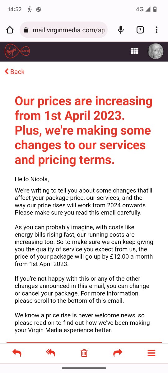£12 a month increase on a bill that's £74 a month anyway. That's without sport or films. Shocking <a href="/virginmedia/">Virgin Media ❤️</a>. Any recommendations for a different provider guys?