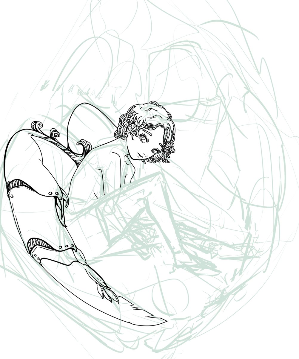 線画楽しい～🤤🤤