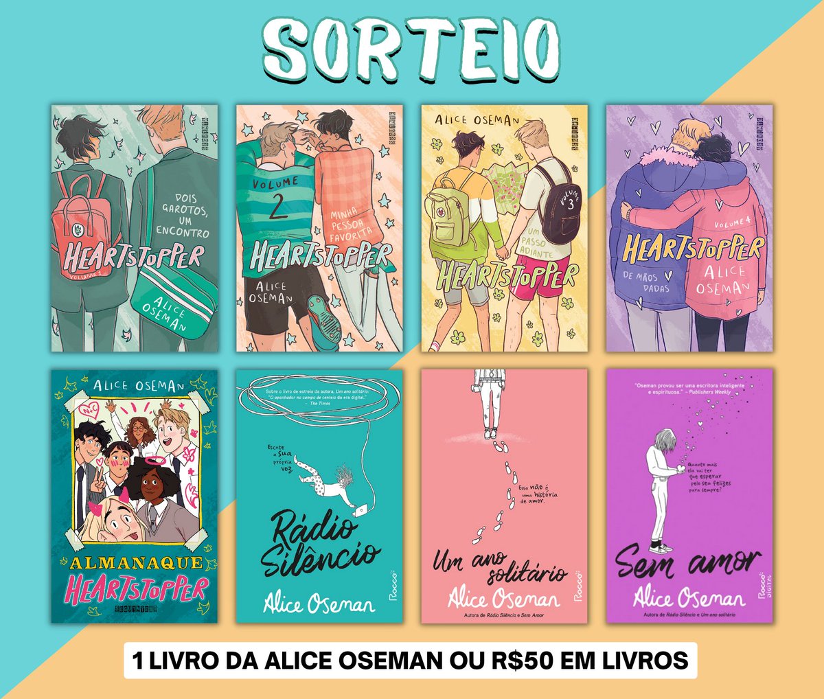 heartstbrasil's tweet photo. SORTEIO 🍂📚

Em parceria com o @promohunters_, vamos sortear uma pessoa para ganhar 1 livro de Alice Oseman da sua escolha ou 50 reais em livros! 

Para concorrer basta:
• Seguir @heartstbrasil e o @promohunters_;
• Dar RT nesse tweet; https://t.co/JMhx4UObJ2
