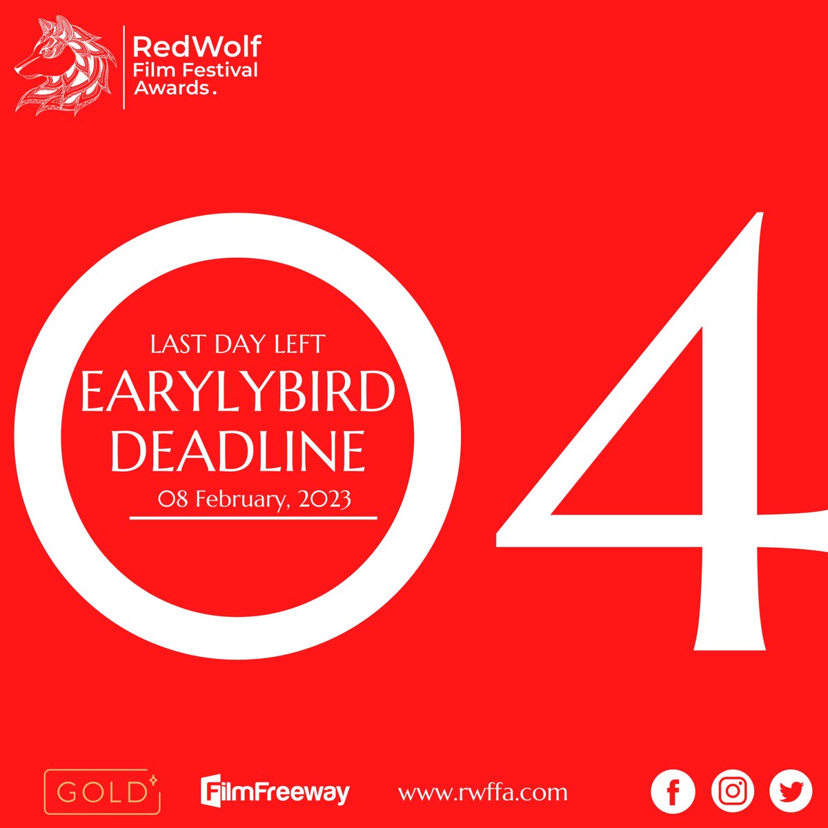 RedWolffestival's tweet photo. Last 4  days left for Earlybird Deadline. Submit your project via filmfreeway https://t.co/cHIVaL5Ifo before the deadline ends.
Discount Code - REDWOLF

#indiefilm #rwffa #supportindiefilm #filmmakers #shortfilm #filmfestival https://t.co/A3T7QAODcN