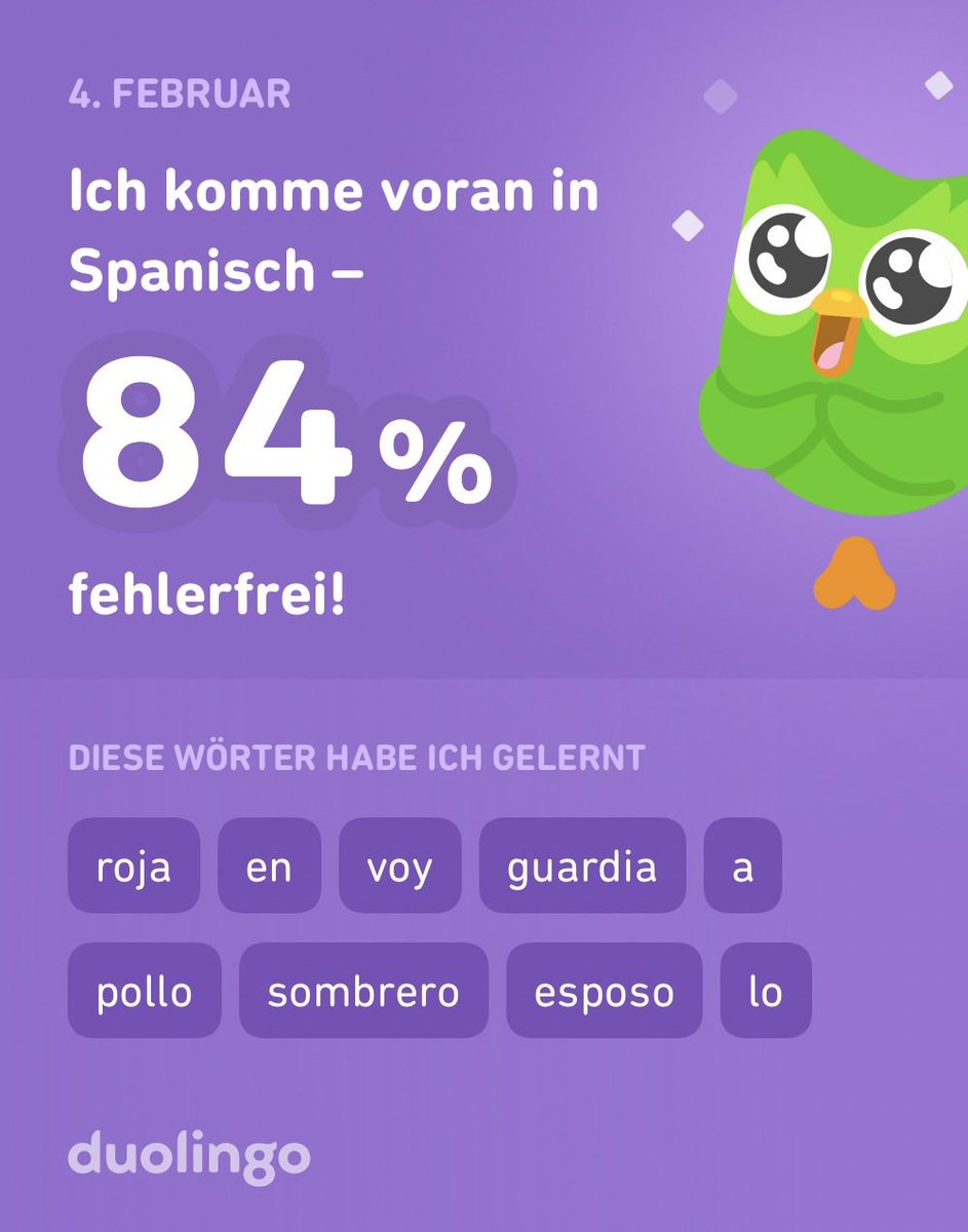 Jamie_Fundue's tweet photo. Ich lerne Spanisch auf Duolingo! Es ist kostenlos, effektiv und macht Spaß. https://t.co/xItjgvzv6Q