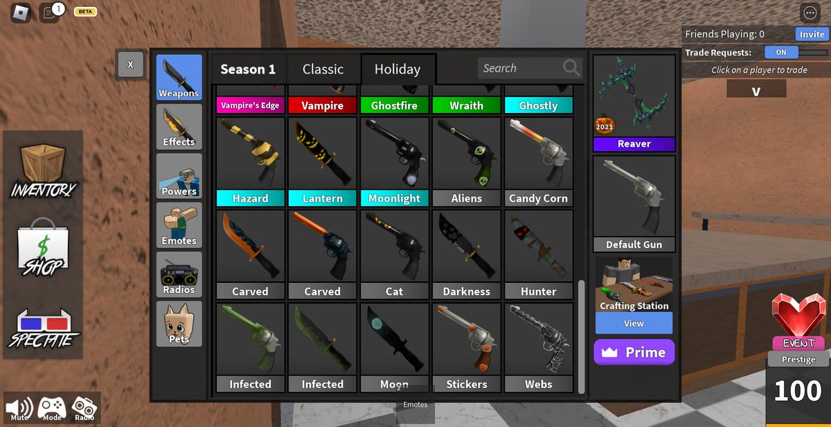Lixxmit3d's tweet photo. Trading my entire Inv (other uncommons and 1 vintage added you just can't see) for Harvester, I know it's not a lot because I just got scammed most of my (Bat2022, C luger, db, lb)🤦🏾‍♀️User: Lixxmit3d(iloveMonkeys) #mm2 #mm2trading  #underpay #robloxmm2 #roblox #harvester https://t.co/RWrXkM7DVO
