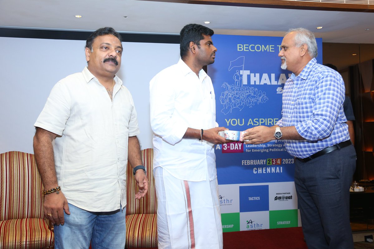 ThalaivaNxt's tweet photo. Thank you, Thiru. @annamalai_k  for sharing your sincerest thoughts on "Winning Hearts" with our emerging Politicians and encouraging them to find their "reason".
@aspireswami #thalaivanxt #tamilnadu #tamilnadupolitics #tamilnadu_politics #leaderstamilnadu #political https://t.co/be9OImqIGx