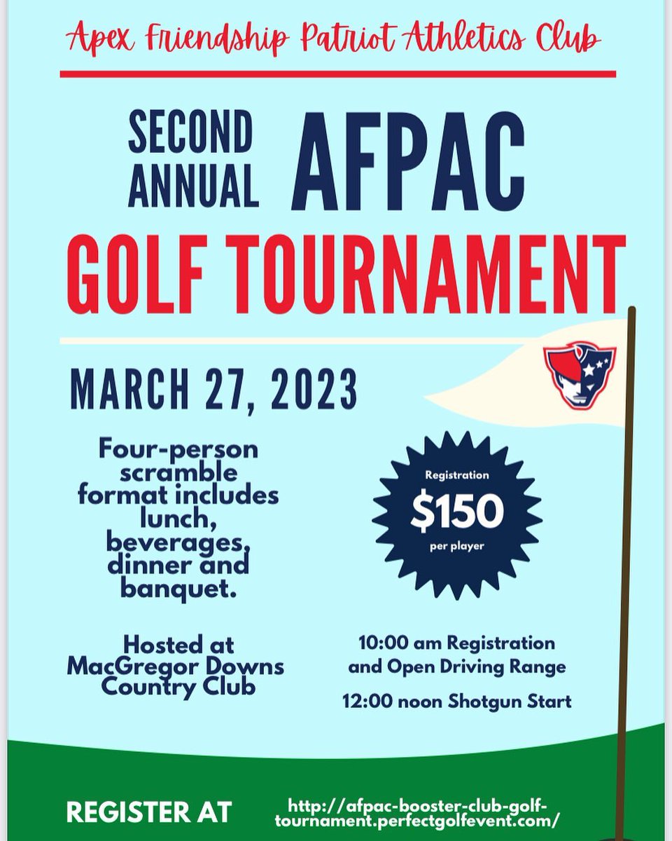 AFHS_PAC's tweet image. ☀️Sun is out so get those golf clubs out and start practicing for the 2nd Annual AFPAC Golf Tournament!  Register your team today before all the spots are taken! Hope to see you on the course on March 27! Details here: …-golf-tournament.perfectgolfevent.com #patfam #afhs #afpac