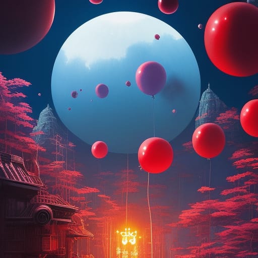 ArtDubious's tweet photo. Chinese balloons in the sky. Sort of like Chinese lanterns? IDK! 

https://t.co/gaTaXMVmeJ #aiart #nightcafe #digitalart #vqganclip via @NightcafeStudio #balloons https://t.co/2ppwkeYxpS