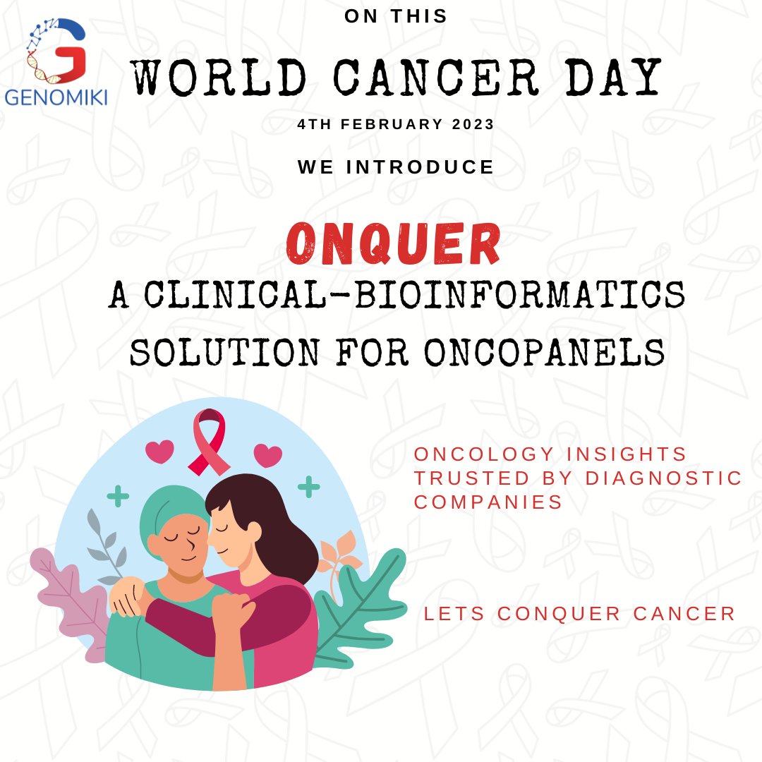 This World Cancer Day, Genomiki launches ONQUER, a clinical-bioinformatics solution to provide precise insights in oncology. 
Together, lets CONQUER cancer!
#oncology #genomics #onquer #bioinformatics #worldcancerday #clinicalresearch #cancer #cancerresearch  #cancerdiagnostics
