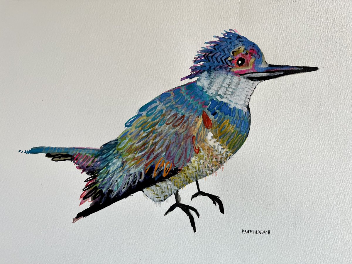 rauschenbachart's tweet photo. The metallic watercolors I use remind me of the mica in the air during a summer breeze. The King Fisher that’s been on the table the past few days. Reminds me of those warmer days and daydreaming!

#painting #watercolor #art #instadaily #dreaming #nature https://t.co/8IEA3J155I