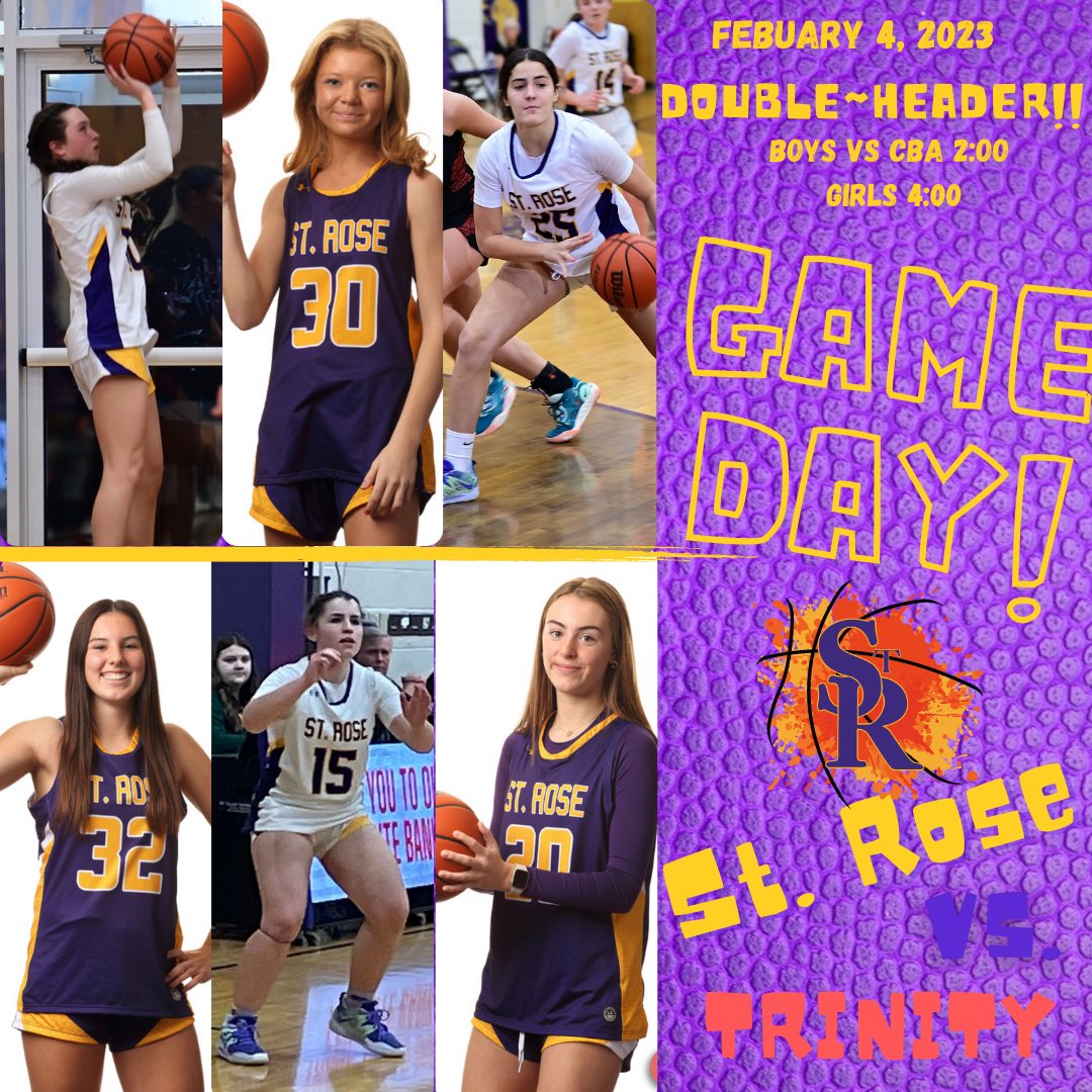 SRHSGIRLSBB's tweet photo. St Rose 🏀 𝙂𝘼𝙈𝙀 𝘿𝘼𝙔 ~
🟣Girls 🆚 Trinity
🟡Boys 🆚 CBA
⏰ Boys 2 PM Girls 4 PM
📍CBA
📅 Today‼️
#LETSGORoses
@LenBardsley @StRoseAD @nlowe11 @dbrust1030 @TinyGreenNBS @belmar_zoo @seetheinlet @StRoseBoysBask https://t.co/eJLWCWzf1V