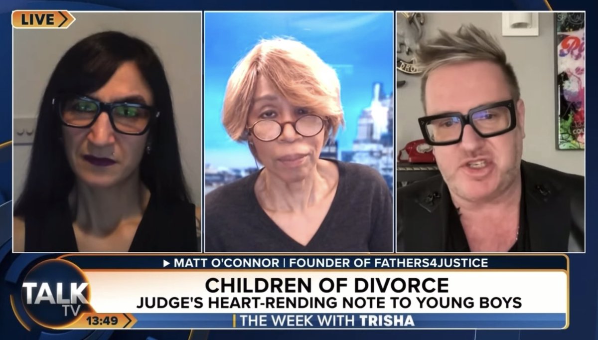 “The family courts are like legalised cage fighting” says Fathers4Justice founder Matt O'Connor speaking to Trisha Goddard on @TalkTV today about Judge John McKendrick’s equal parenting judgment #F4J #Fathers4Justice #EqualParenting