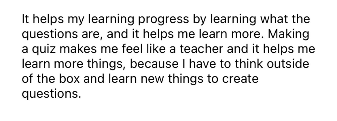 JuliaFliss's tweet photo. Last week my Ss had a quiz/test in every class. The stress was palpable. To support them (& assess skills learned in WS), I asked them to backwards-design their own quiz & reflect. #QuestionsOverAnswers.π₯
How does understanding how to design a quiz help your learning process? https://t.co/CJEOSknfvf