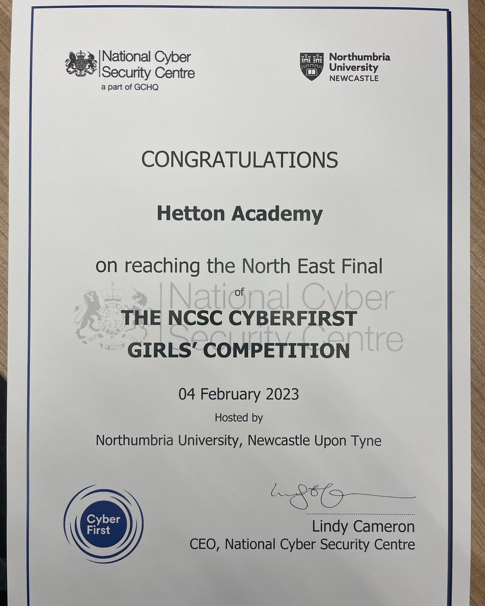 HettonAcademy's tweet image. Our #CyberFirst team didn’t win but we are so PROUD of them all for reaching the finals!