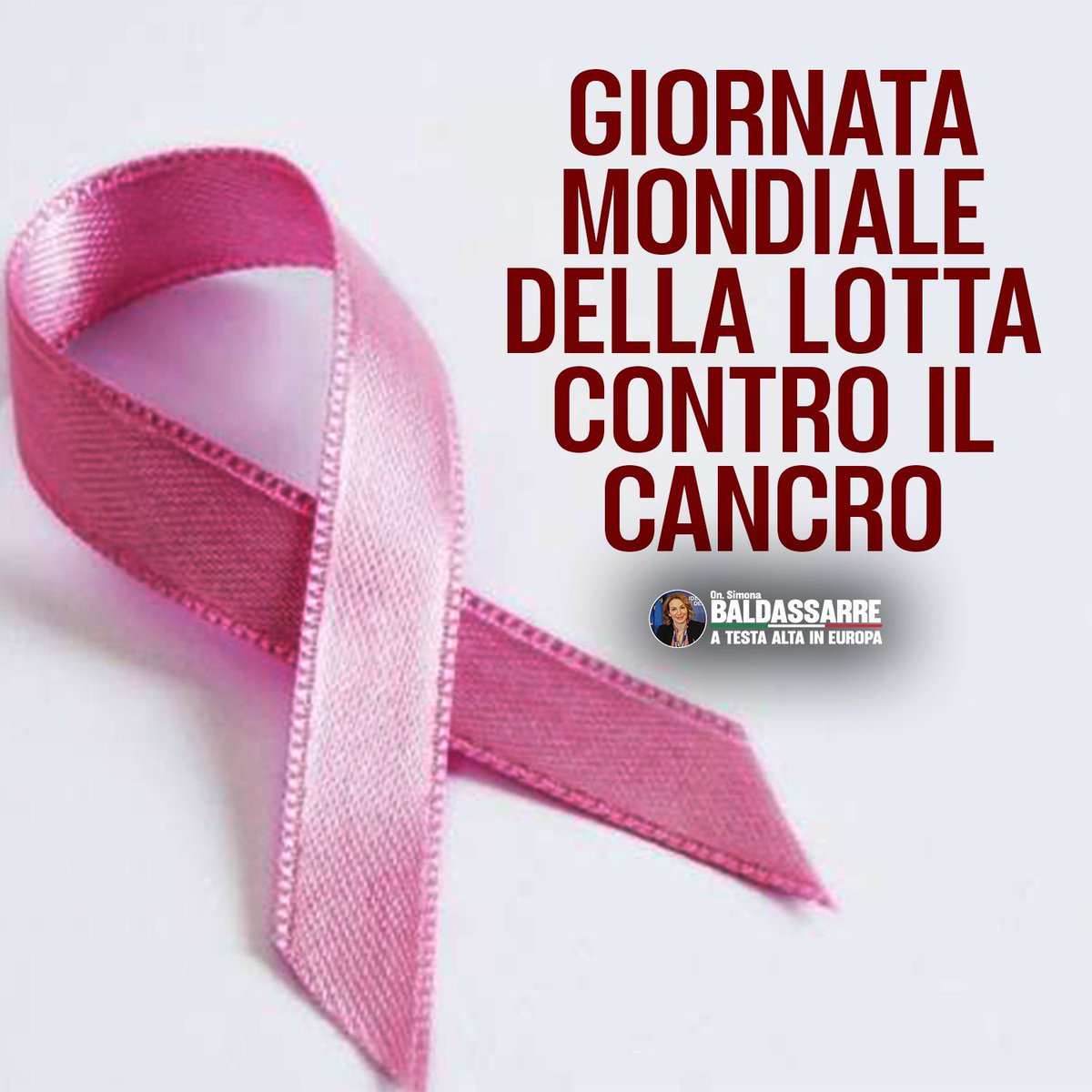 Nel mondo, ogni giorno muiono oltre 27mila persone per tumore, e la mortalità in Italia è aumentata dopo le diagnosi tardive a causa del Covid.
Coraggio a tutti coloro che lottano contro la malattia.
Le parole d'ordine: prevenzione e ricerca.