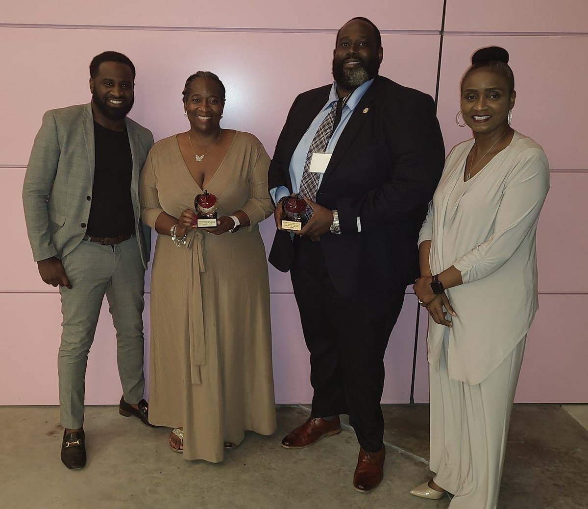 Celebrating Tedder’s (TOY) Marqueta Ellis and (SREOY) John James, Jr. They received their “Crystal Apples” from Administration @ 2023 Caliber Awards. @MPerezDir @DrFlem71 #BCPSCaliber