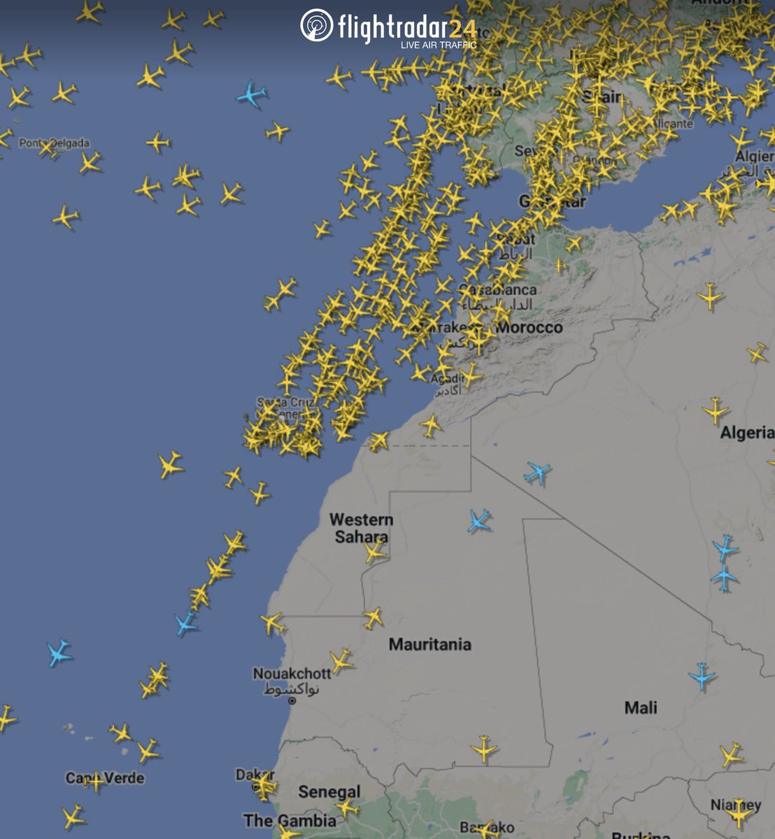 The Saturday escape to warmer climes. 

🇺🇸✈️🏖 flightradar24.com/28.31,-74.63/5

🇪🇺✈️🏖 flightradar24.com/28.29,-11.61/5