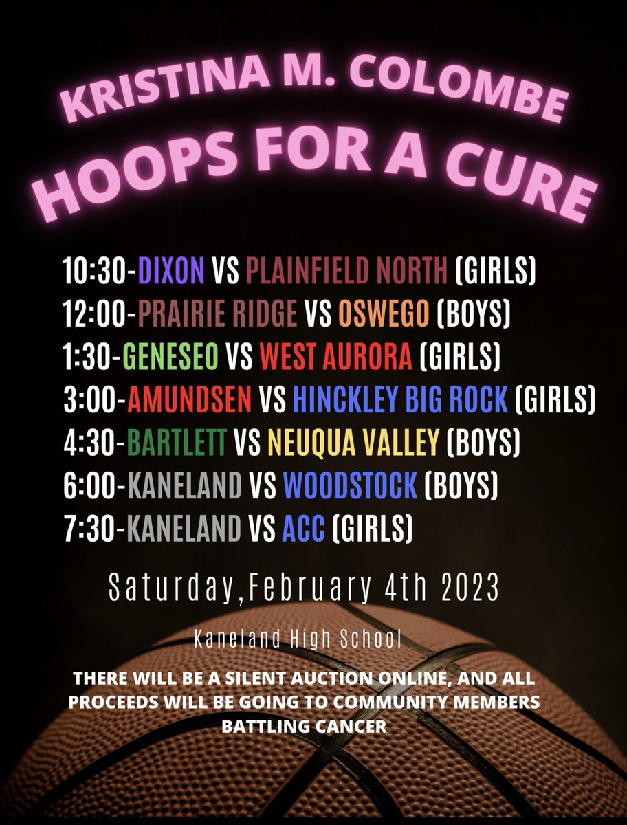 Come out today at 1:30 to cheer on your Lady Blackhawks at the Hoops for a Cure Shootout at Kaneland High School!