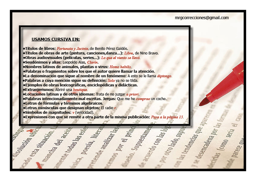 MrCorrecciones's tweet photo. 📍Sábado de #datosdeortotipografía📍
Este es un pequeño resumen sobre los #usosdelacursiva.
Por supuesto, habría mucho que desarrollar en cada punto. Para ello, os aconsejo acceder a https://t.co/7Xk6a0e2aS.
#Corrección #Correctoradetextos #Ortografía #Corrigiendoqueesgerundio. https://t.co/M7m0MNRmOs