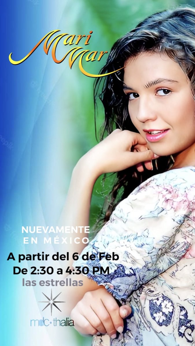 No te pierdas Marimar en su nuevo horario de 2:30 a 4:30 pm a partir de este lunes 6 de febrero por el @CanalEstrellas ⭐️

No te la puedes perder! 

#Thalia #Marimar #Telenovela #1994 #2023 #ReinaDeLasTelenovelas #MdcThalia #Mdc31Anos #MdcContigoSiempreEsta @Thalia #MDCQueretaro