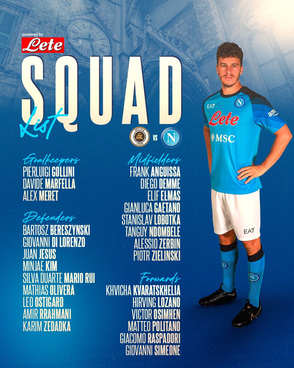 📃 I convocati di #SpeziaNapoli 👇