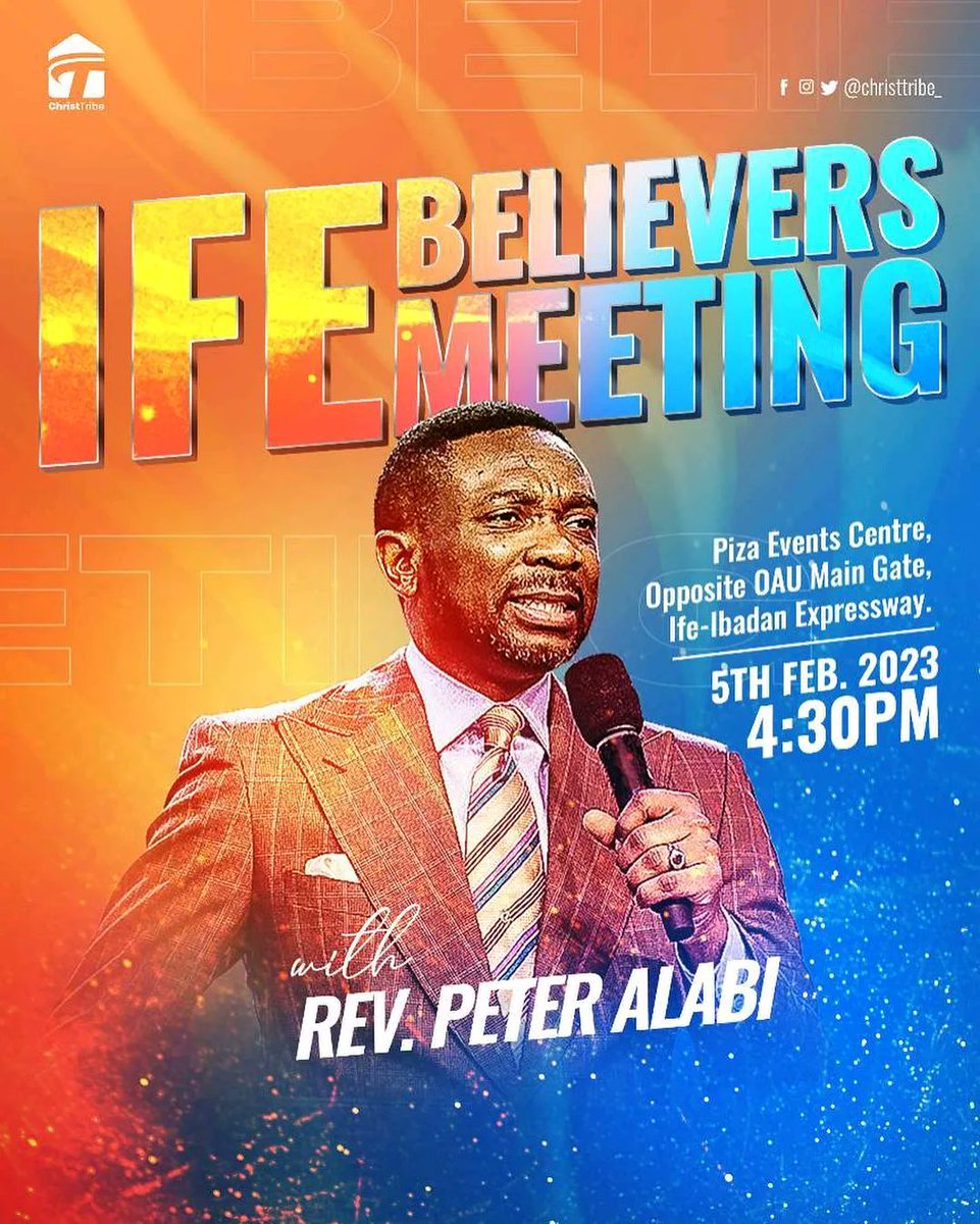 HoFChurchNG's tweet photo. How many have you invited?π§
IFE BELIEVERS MEETING
This Sunday @ChristTribe
4:30pmβ°
Invite friends
family & loved ones that stay in & around Ile-Ife & OAU
Piza Events Center
Opposite OAU Main gate
Ife-Ibadan Expressway
See U!π₯³
#ChristTribe #StrongerBelievers #HoFChurchNG https://t.co/LrJwMIN0yw