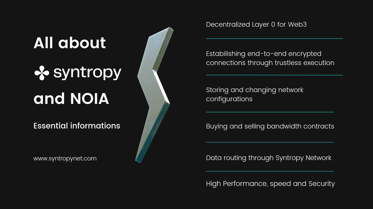 .<a href="/Syntropynet/">Syntropy</a> has adoption-ready integrations for several #blockchains, including #Bitcoin, #Ethereum  2.0, and #Elrond. Syntropy is a Layer Zero solution that enables decentralized connectivity between any device or technology. $NOIA #Web3 #Internet 🌐