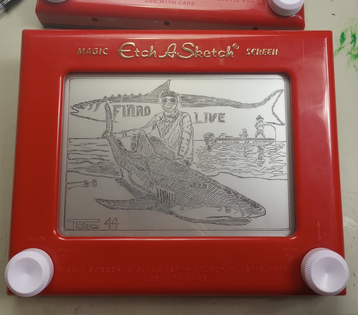 t8um44's tweet image. Finished @Finao_Fishing
#FanArt #etchasketch #fishing #twitch