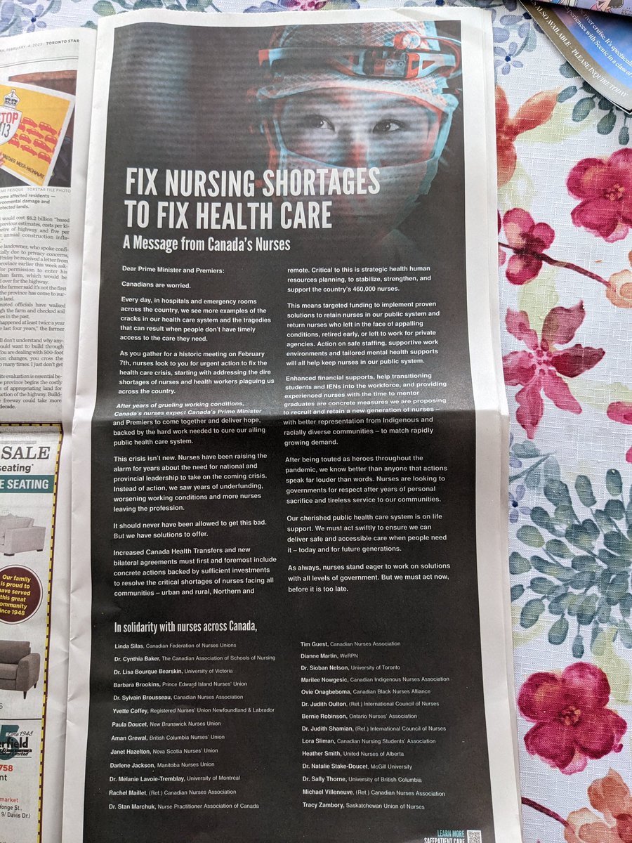 CFNUPresident's tweet photo. hey Premier @TimHoustonNS to prepare u for next week w/ @JustinTrudeau #FMM4Health  @JanetHazey and I send u the @TorontoStar Ad  @NS_nurses @CFNU https://t.co/0yzrcxuDe7