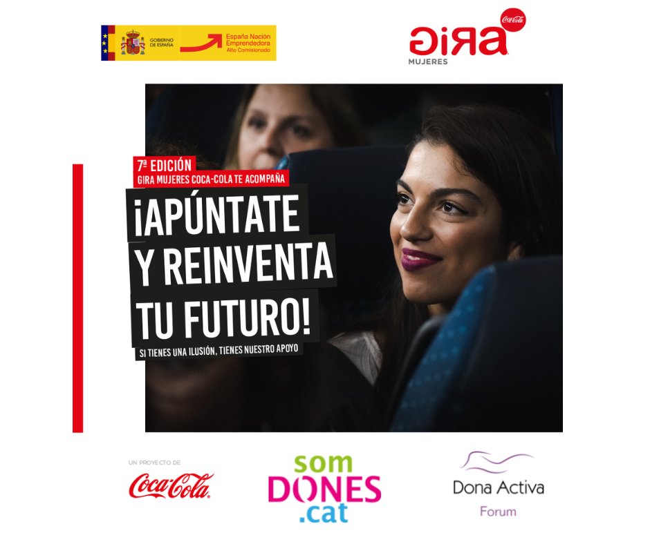 VOLS EMPRENDRE? #GIRAMujeres de #CocaCola, projecte per desenvolupar talent i capacitats laborals de les dones t'està esperant.⁣⁣ ⁣
Si tens una idea de negoci, et guiem i companyem en aquesta aventura. 

APUNTAT:donaactiva.org/gira-mujeres-c… Projecte <a href="/CocaColaEP_es/">Coca-Cola EP Iberia</a> 

#DonaActiva