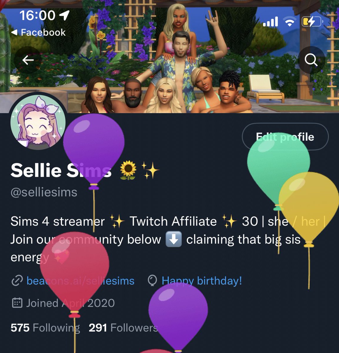 selliesims's tweet photo. Cause of course I share my birthday with @TheSims! 🎈 https://t.co/a1Tz84NBUt