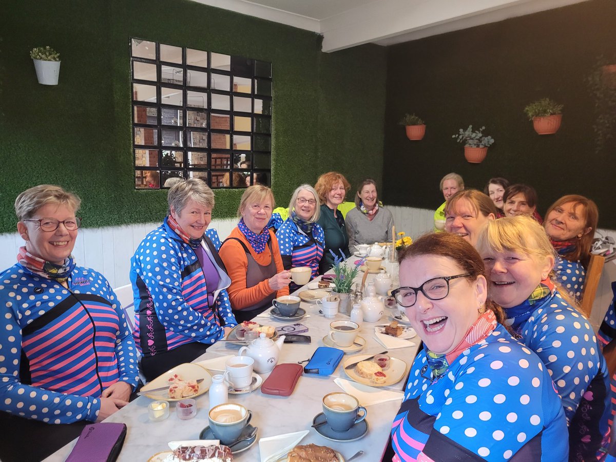 HawickBelles's tweet photo. We were very lucky with the weather today for 14 Belles heading out on a 20 mile ride, with a great coffee and cake  stop at @bordermeringues. We're not sure if the 'toots' from the cars were in support or not, but the drivers got a wave anyway!
@BreezeScotland @ScottishCycling https://t.co/pnqnvIL3TW