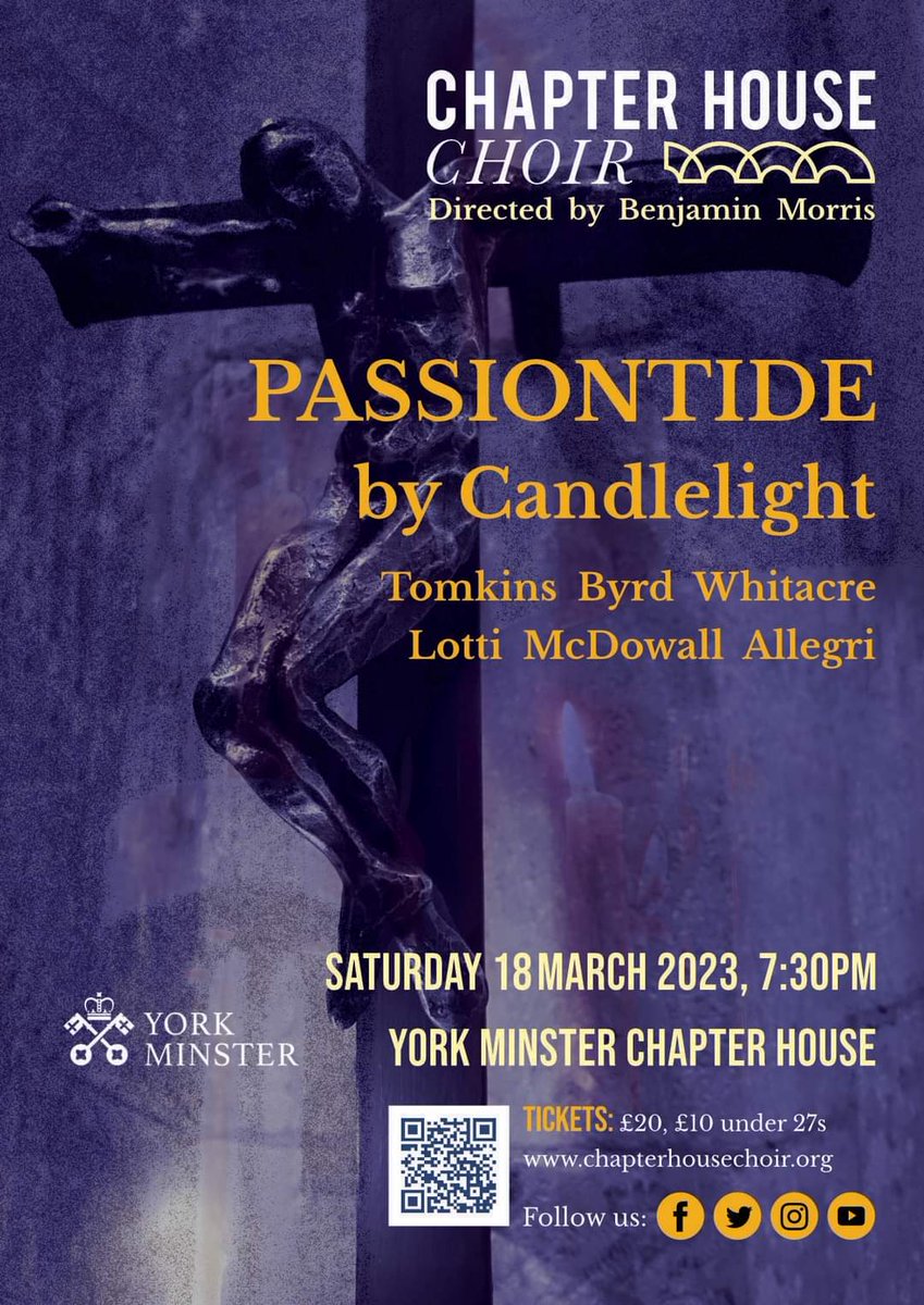 chaphousechoir's tweet photo. Join us Saturday 18th March at 7:30pm in the Chapter House of @York_Minster for some of the most heart-rendingly beautiful Passiontide music by Allegri, Whitacre, Tomkins, Byrd, McDowell and others. 

Tickets can be booked by calling 01904 557200 or at https://t.co/F793QxrHaP https://t.co/EK3aj4oqCX