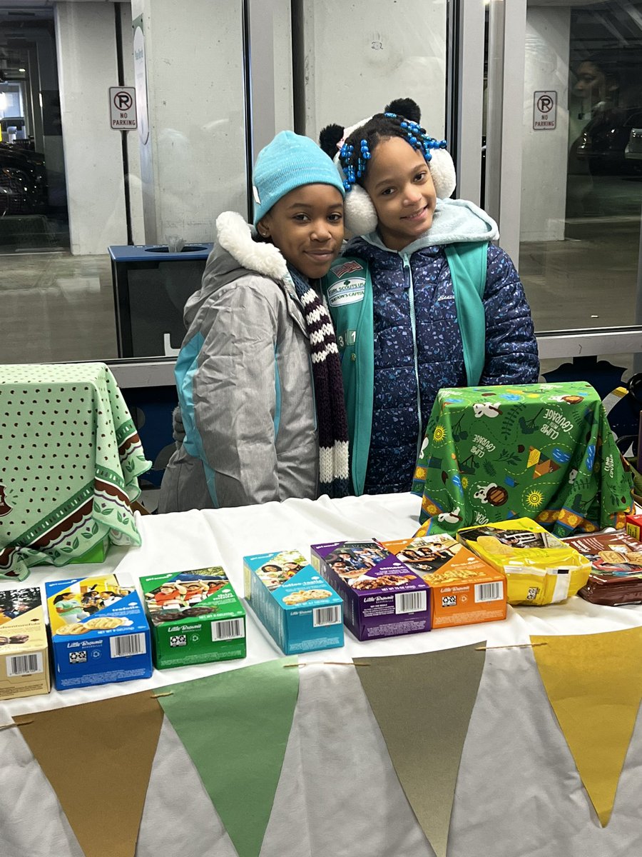 Tenleytown411's tweet image. Girl Scout Cookies! 
These entrepreneurs were seen on Saturday morning at the Cathedral Commons Giant’s lower level parking. 
#GirlScoutCookies #ThinMints #Samoas
