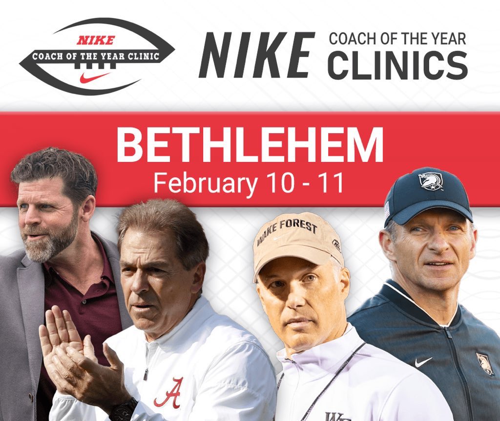 coy_nike's tweet photo. 300+ coaches registered to date. Still time to register and enjoy the BEST coaches clinic in PA. Tremendous line-up of speakers across all divisions at @WCBethlehem, social, breakfast, NIKE apparel raffles, great @FiveStarHeart cause. https://t.co/OuADNFpMCH https://t.co/ByhuM6xctw