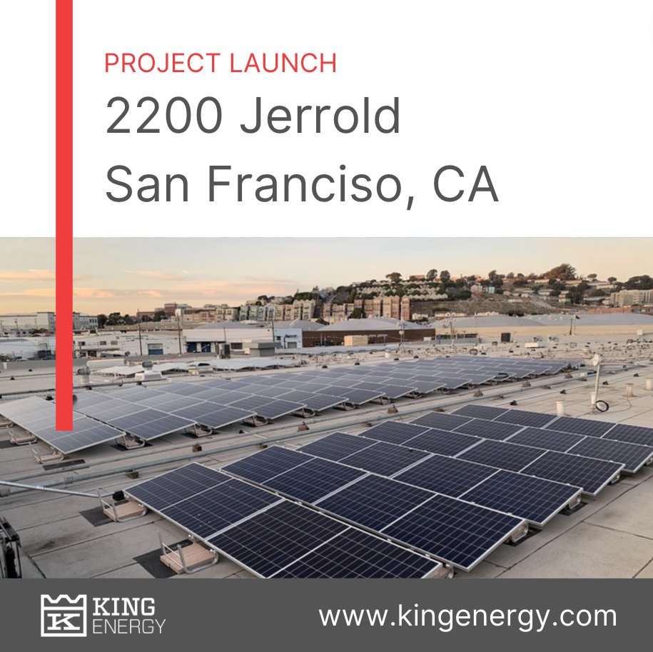 Another King Energy solar program is live on the rooftop of 2200 Jerrold Ave in San Francisco, benefiting businesses within the property with its 180 kW of solar energy capacity!