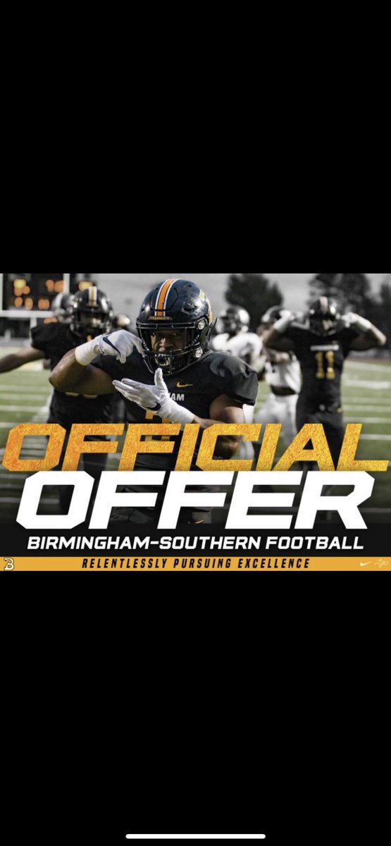 I am blessed to receive an offer from Birmingham Southern College🖤💛 <a href="/GradyMGriffin/">Grady Griffin</a> <a href="/aliceville_FB/">@alicevillefootball</a> @Bama2A_Football <a href="/Coach_Colucci/">Anthony Colucci</a>