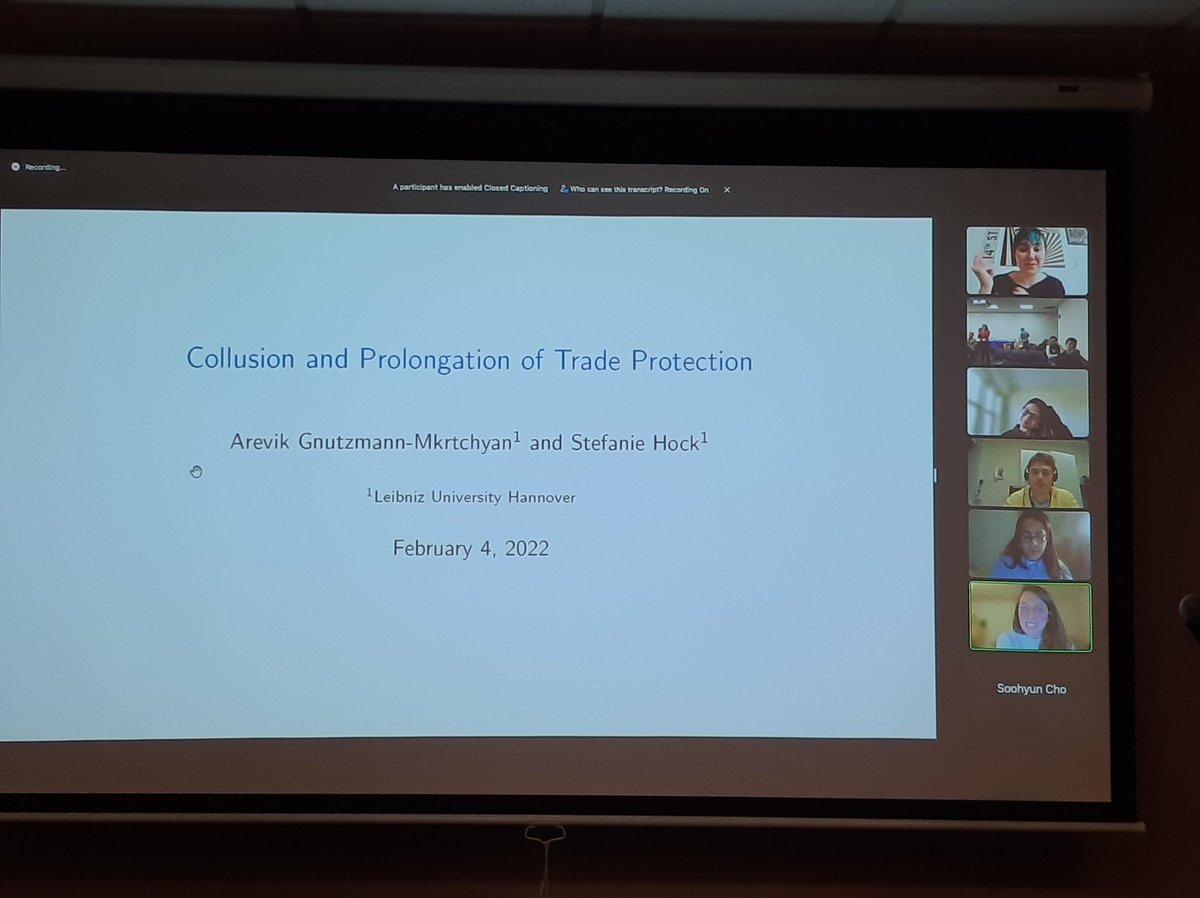 After some technical issues and a several group picture trials, we sadly move to out last session on Trade and Market Competition!

Connect online to hear Stefanie Hock talking about Collusion and Trade Protection!

@StefanieHock 

#Trade #GSIPEConf #Boston