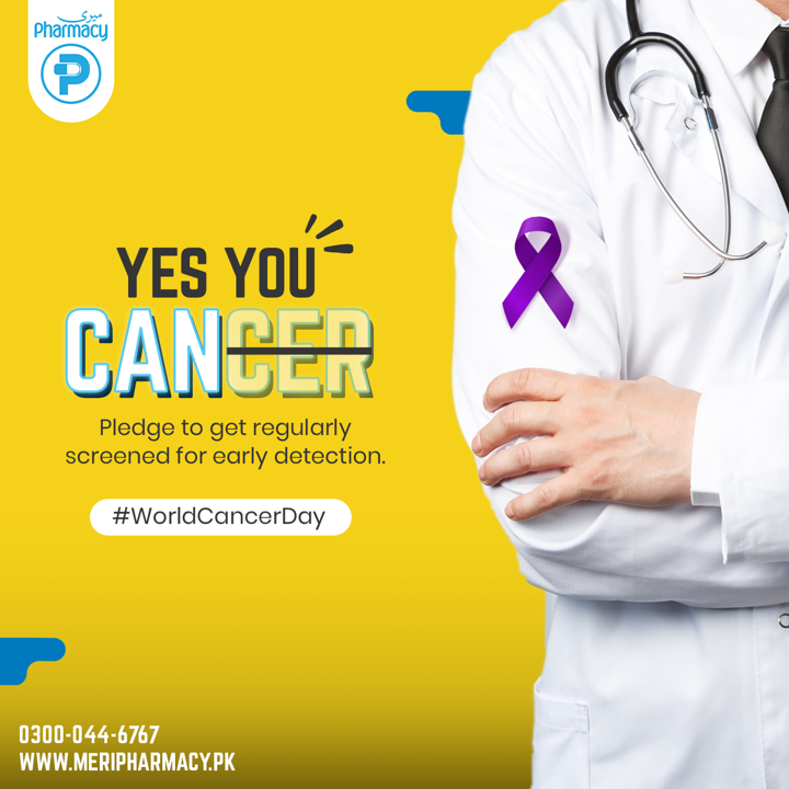 MeriPharmacy_'s tweet photo. Take a step forward to save yourself and your loved ones from deadly Cancer by ensuring regular screenings for possible detection. Kyun kay Healthcare Pe No Compromise.

#WorldCancerDay #MeriPharmacy #HealthcarePeNoCompromise https://t.co/vNovdEd1UO
