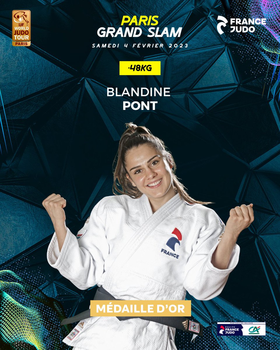 𝑪'𝑬𝑺𝑻 𝑷𝑶𝑼𝑹 𝑩𝑳𝑨𝑵𝑫𝑰𝑰𝑰𝑰𝑰𝑰𝑵𝑬 ! 🤯🤯

Blandine Pont (-48kg) remporte sa première médaille d'or dans un Grand Slam à la maison ! 🥇🇫🇷

BRAVO BLANDINE ! 👏

#JudoParis #FierdEtreJudoka