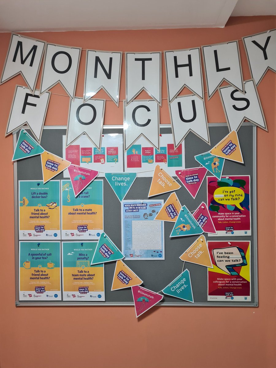 February hosts #TimeToTalkDay, its so important to talk about mental health and try to reduce the stigma around this! 

#Monthlyfocus
@BunburyHouse