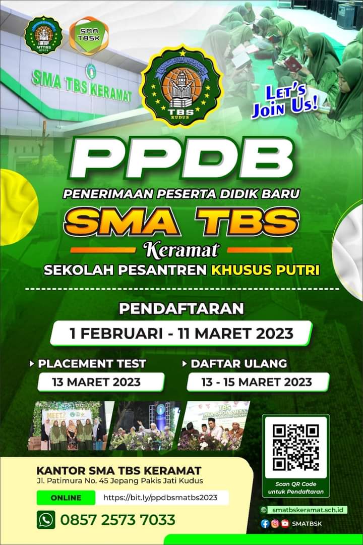Sh0lihuddin's tweet photo. Ppdb SMA TBS KERAMAT KUDUS
Sekolah Pesantren Khusus Putri
menerima peserta didik baru tahun pelajaran 2023/2024
Pendaftaran Online melalui link
https://t.co/VUOIY1IQ9y
#ppdb #ppdb2023 #smatbsk #sekolahpesantren https://t.co/Kxc9qu0yPh