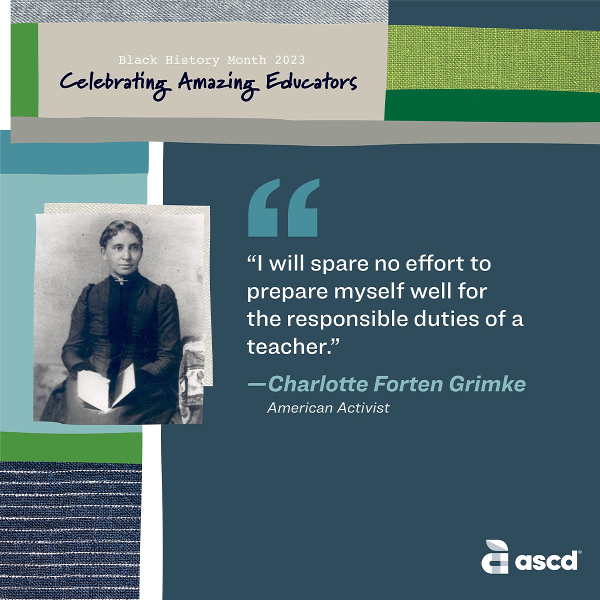 For empowering people with knowledge on their road to freedom: Charlotte Forten Grimke was the first black teacher to set up in schools of newly freed people in SC after the Civil War. Follow for the next #BlackHistoryMonth feature! 
#BHM #DEI #EquityandInclusion #WholeChild