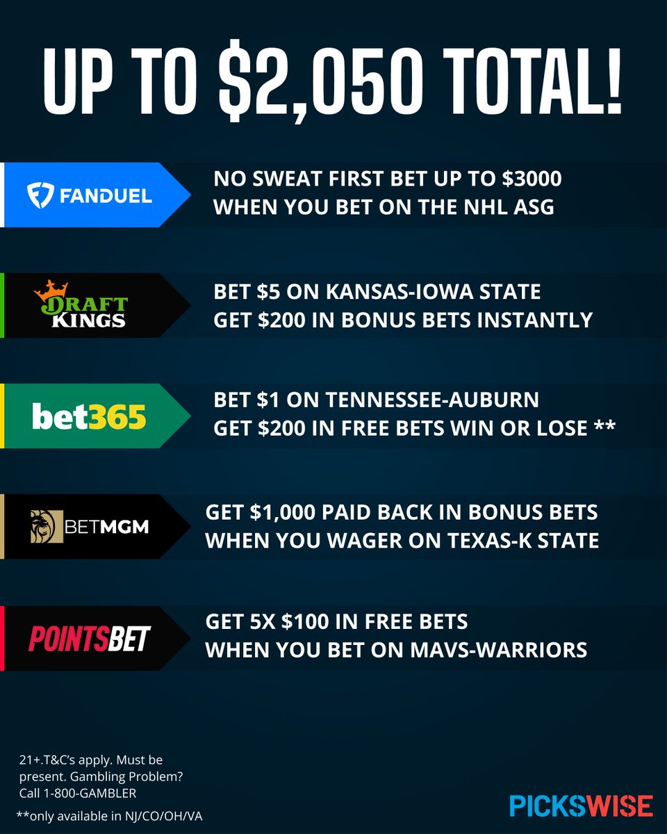 Pickswise on Twitter "GET YOUR SPORTSBOOK SIGN UP BONUSES HERE 🔥 FD