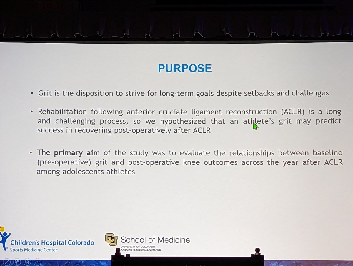 Julie Wilson (@juliewilsonmd) on Twitter photo <a href="/AubreyArmentoMD/">Dr. Aubrey Armento</a> presenting her work on grit as a positive attribute during recovery after pediatric #ACL reconstruction at #PRISM2023 <a href="/ChildrensCO_Pro/">Childrenās Colorado Research and Innovation</a> <a href="/CUsportsmed/">CU Sports Medicine</a> @CUOrthoResearch <a href="/AubreyArmentoMD/">Dr. Aubrey Armento</a> presenting her work on grit as a positive attribute during recovery after pediatric #ACL reconstruction at #PRISM2023 <a href="/ChildrensCO_Pro/">Childrenās Colorado Research and Innovation</a> <a href="/CUsportsmed/">CU Sports Medicine</a> @CUOrthoResearch