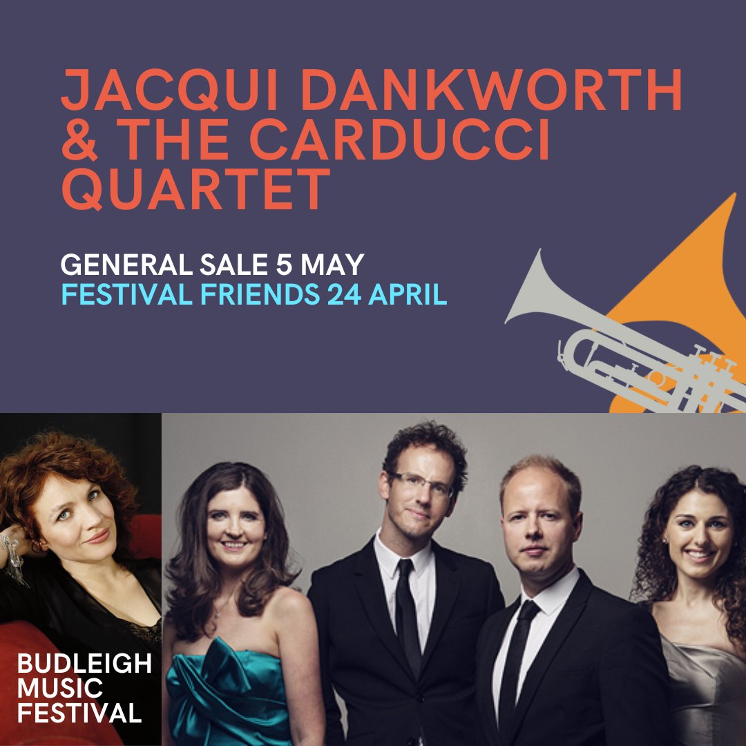 #JacquiDankworth is coming to the #festival! She'll perform alongside the renowned #CarducciQuartet, with an exciting blend of #jazz and #classical timbres. 

#BudleighMusicFestival #BudleighSalterton #Budleigh #Devon #Exeter #Music