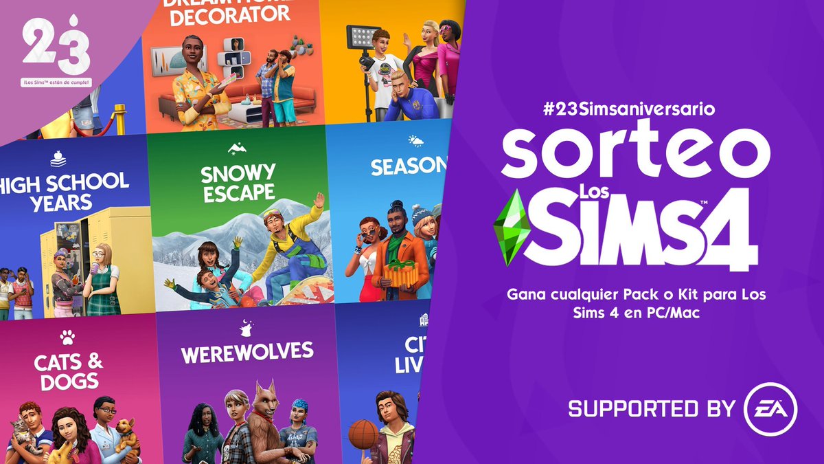 InfoSimmer's tweet photo. SORTEO 🚨 #23Simsaniversario 

¡Gana una copia de CUALQUIER Pack/Kit para #LosSims4!

- Like y RT al tuit
- Síguenos y sigue a @LosSimsES @EA_Espana 
- Comenta el Pack que deseas junto al hashtag #23Simsaniversario 

El sorteo finaliza en 24 horas, PC/Mac https://t.co/0HwmliOKdE